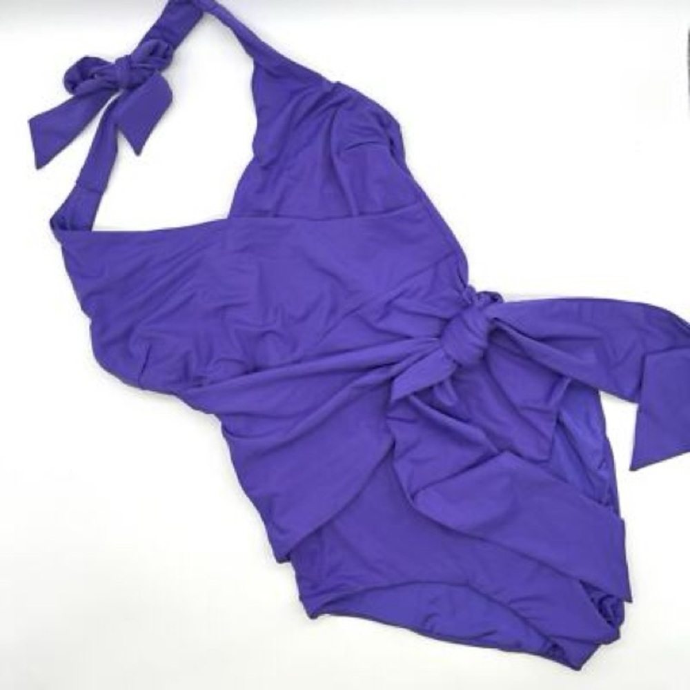 Onia Purple Wrap Waist Swimsuit - Picture 2 of 9